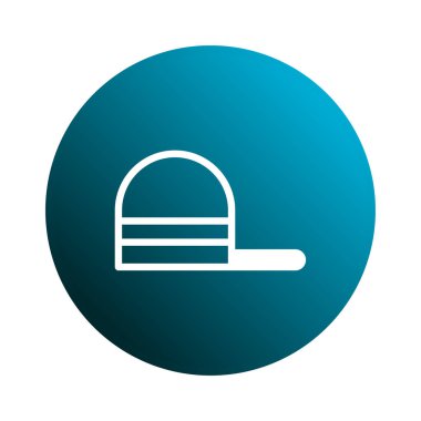 Bir minimalist beyaz beyzbol şapkası ikonu, çeşitli uygulamalar için mükemmel modern ve temiz bir tasarım sunan, gradyan mavi bir çemberin merkezindedir..