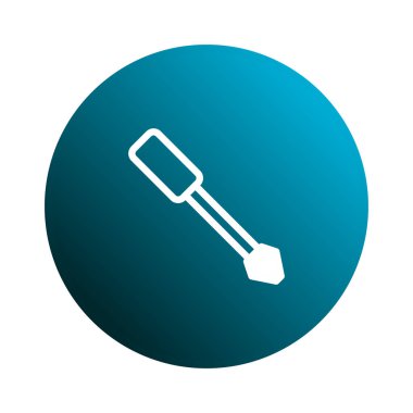 Mavi bir dairenin beyaz çizgisi olarak gösterilen basit bir tornavida tasarımı. Onarım, bakım ve DIY kavramlarını temsil eder.