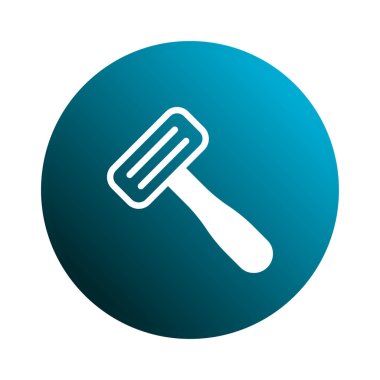 Mavi çember arkaplanındaki beyaz jilet simgesinin temiz, minimalist bir görüntüsü, tımar, hijyen veya kişisel bakım ile ilgili tasarımlar için mükemmel..