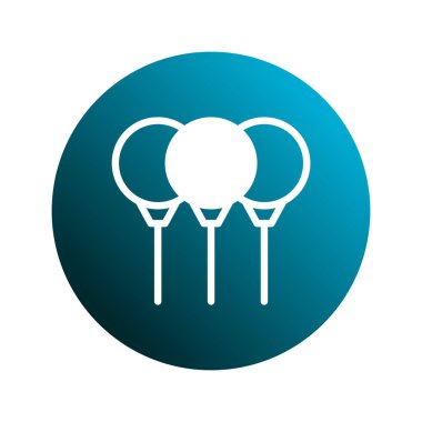 Mavi bir daire içinde üç golf topuna sahip bir ikon tasarımı. Bu golf, spor ve boş zaman aktivitelerini temsil edebilir..