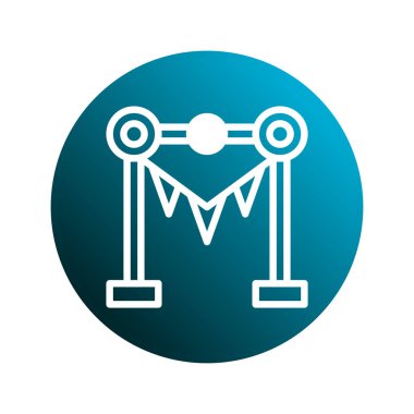 Sancaklı bir kapının çizimi. Dekoratif afiş illüstrasyonu etkinlikleri, festivalleri ya da kutlamaları simgeliyor. Basit geçit vektör çizgisi tasarımı.