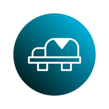 Mavi dairenin içinde temiz ve minimalist bir araç simgesi. Web ve uygulama tasarımlarında ulaşım, lojistik ve dağıtım hizmetlerini temsil etmek için mükemmel.