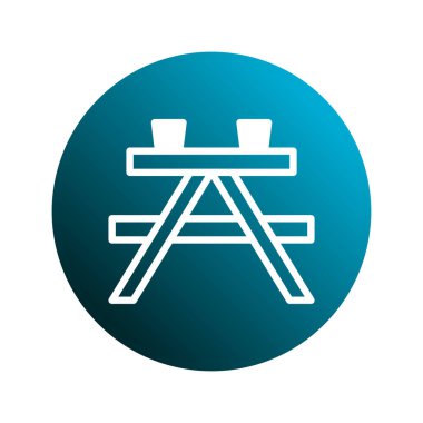 Piknik masasının minimalist bir çizimi, açık hava aktivitelerini, park ortamlarını ya da arka bahçe eğlencesini temsil etmek için mükemmel. Temiz tasarım ve basit çizgiler onu çok yönlü yapıyor..