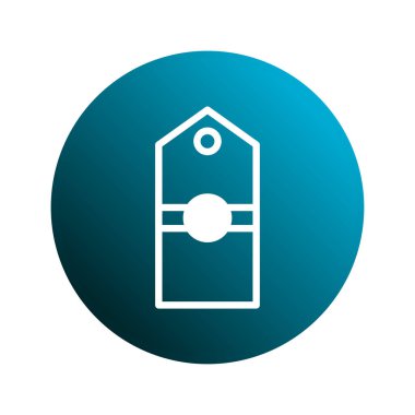 Geometrik özelliklere sahip beyaz etiket tasarımı içeren mavi bir gradyan düğmesi tasviri, web siteleri ve uygulamalar için mükemmel kullanıcı arayüzü ögeleri.