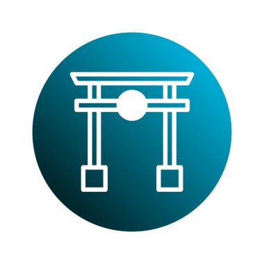 Geleneksel bir Japon sembolü olan Torii Kapısı 'nın minimalist bir çizimi, deniz mavisi yuvarlak bir zemine dayanır. Kültür ve manevi kapıları temsil eder..