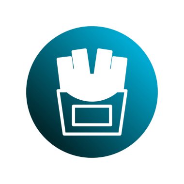 Patates kızartması resmi, menüler ve fast food promosyonları için mükemmel. Mavi arkaplanda basit bir vektör çizimi.
