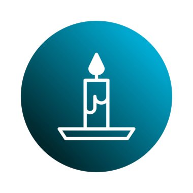 Bu, yumuşak mavi gradyan arkaplan içeren minimalist bir mum ikonu tasarımı. Resimde temiz bir beyaz mum ve alev yer alıyor..