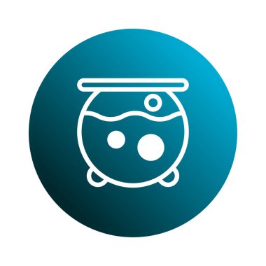 İçi köpüren bir iksirle dolu bir kazanın basit bir çizimi. Cadılar Bayramı teması için mükemmel bir sihir ve gizem hissi uyandırıyor..