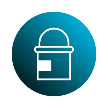 Yaratıcı tasarım kavramları ve sanatsal görseller için mükemmel bir gradyan mavi daire üzerinde beyaz boya kovası çizimi..