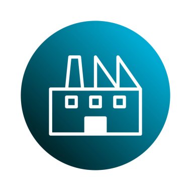 Minimalist fabrika ikonu modern endüstriyi sembolize eder. Tasarım, imalat, üretim ve sürdürülebilir uygulamaların iş hayatında taşıdığı önemi taşır..