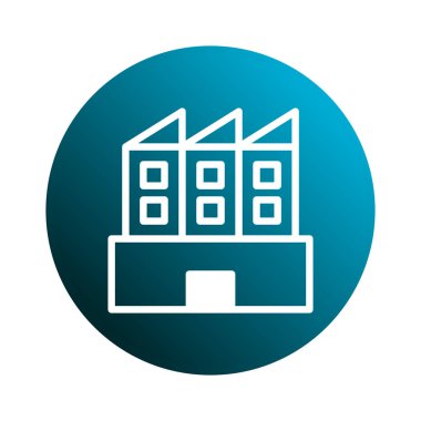 Endüstriyel bir binanın temiz ve modern ikon tasarımı, iş, endüstri veya gayrimenkul temaları için mükemmel. Eğilim arkaplanı olan basit ve zarif mimari sembol.