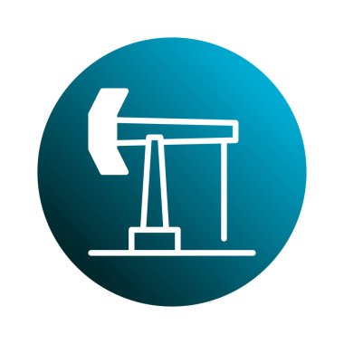 Yağ çıkarma pompası ikonu dairesel bir gradyan dizayn ile kurulmuş, petrol endüstrisi ve enerji üretimini sembolize ediyor. Görsel konsept endüstriyel süreçleri ve fosil yakıt üretimini yansıtıyor.