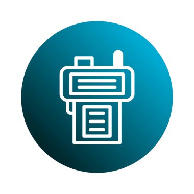 Beyaz çizgili bir telsiz ikonu. Canlı, mavi bir gradyan dairede geçiyor. Bu resim beyaz arka planda iletişimin kolaylığını ve bağlantılılığını iletir.