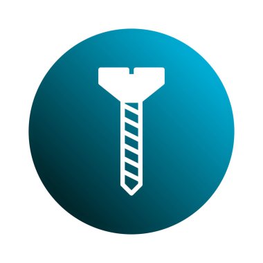 Bu yuvarlak mavi arkaplan üzerine kurulmuş bir vida çizimi, inşaat bağlayıcılarını, teknik tasarımı ve tamir kavramlarını sergilemek için mükemmel..