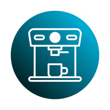 Kahve makinesinin minimalist çizimi. Web sitelerine, uygulamalara veya diğer tasarım projelerine biraz entelektüellik katmak için ideal.