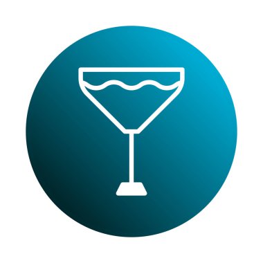 Canlı bir mavi daireye karşı şık, minimalist bir kokteyl cam çizimi. Projelerinize modern zarafet katmak için mükemmel..