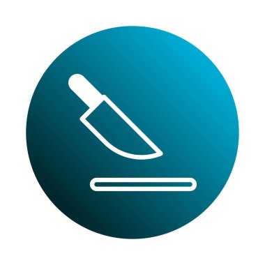 Bu resim temiz, modern bir grafiği bıçak keskinleştirmeli yuvarlak bir düğmeyi ve eğimli bir arkaplan tasarımını içerir..