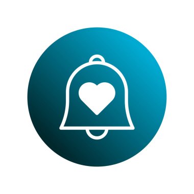 Kalbi olan bir uyarı çanının temiz bir simgesi, aşk, bakım veya olumlu mesajlarla ilgili duyurular veya uyarılar öneriyor..