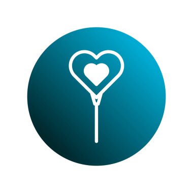 Beyaz çizgili minimalist bir kalp ikonu, basit ve modern bir tasarımda sevgi ve sevgiyi sembolize eden canlı mavi bir arkaplan üzerine kurulur..