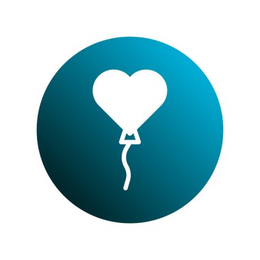 Temiz ve basit bir grafik, beyaz kalp şeklinde bir balon, aşk, romantizm ve kutlama için mükemmel..