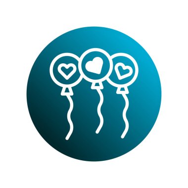 Kalpli balon ikonu romantik bir vektör grafiğidir. Doğum günü, yıldönümü, düğün ve bayram tebrik kartları ya da romantik mesajlar için mükemmel.