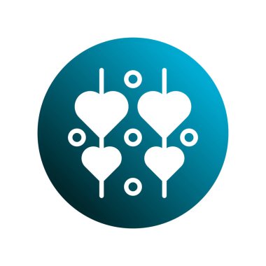 Gradyan çemberde zarif bir kalp çelengi çizimi. Aşk, romantizm ve Sevgililer Günü gibi şenlikli kutlamalar için ideal..