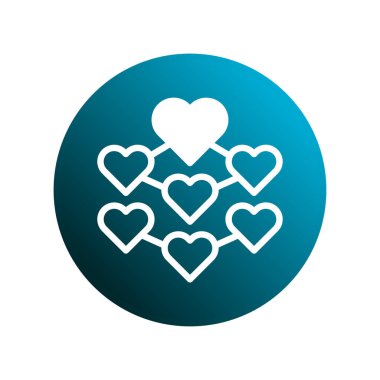 Aşkı, bağlantıyı ve ağı temsil eden sembolik bir illüstrasyon. Birbirine bağlı kalpleri ifade etmek ilişkiyi, sosyal bağları ve bakımın gücünü ifade eder..