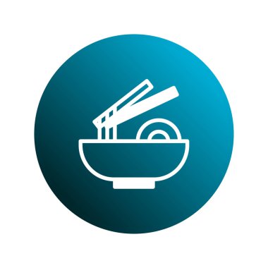 Bu yemek çubuklarıyla şehriye kasesinin minimalist grafik çizimi. İnternet siteleri ya da Asya mutfağı sunan uygulamalar için mükemmel.