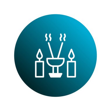 Bu minimalist vektör çizimi mumları ve tütsü çubuklarını tasvir ediyor, maneviyatı, meditasyonu ve barışçıl bir çevreyi temsil ediyor..