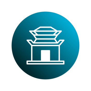 Asyalı bir pagoda içeren minimalist vektör çizimi, seyahat, mimari veya kültürel temalar için idealdir. Temiz tasarımı tarih ve güzelliği çağrıştırıyor..