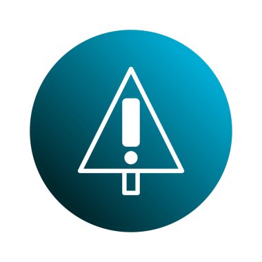 Bu resim, dikkat ve potansiyel tehlikeyi vurgulayan mavi bir eğim çemberinin içinde bir uyarı işareti gösteriyor. Üçgenin içindeki bir ünlem işareti, izleyiciyi potansiyel risklere karşı uyaran merkezi bir sembol görevi görür..