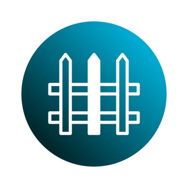 Minimalist bir illüstrasyonda, gradyan mavi daireye odaklı beyaz bir çit simgesi yer alır. Sınır, koruma veya mülkiyet sınırlarını temsil eder.