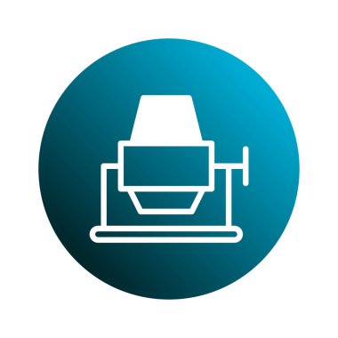 Basit bir beton karıştırıcı ikonu, inşaat, endüstri ve inşaat işleri temalarını iletiyor. Beyaz çizgi çizimi pürüzsüz mavi bir gradyana ayarlı..