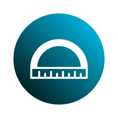 Mavi daire içindeki bir açıölçer simgesi, ölçümdeki kesinliği simgeler. Bu geometrik şekil matematikte doğruluğu simgeler ve eğitim ve teknik tasarımlar için mükemmeldir..