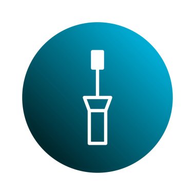 Temiz, izole bir beyaz tornavida ikonu canlı bir mavi daireye karşı kurulmuş, aracı, onarımı, bakım hizmetlerini temsil ediyor. Çalışma ve destek sembollü basit vektör tasarımı.