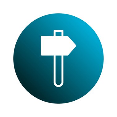 Mavi bir daire üzerinde beyaz bir okun basit bir çizimi, yönü gösterir, arayüz ve simge tasarımı için uygundur.