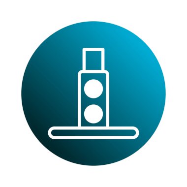Trafik lambasının minimalist bir simgesi, şehir ulaşımında kontrol ve güvenliği temsil ediyor. Bu tasarım işaret, uygulama ve bilgilendirme grafikleri için idealdir..