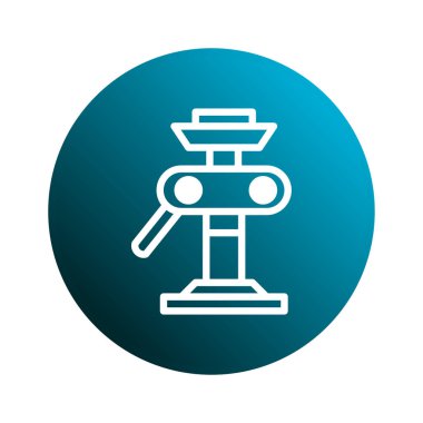 Bir kaldırma kriko aracının ikonik temsili, mekanik yardım sağlayan bir hidrolik makine, tamir ve bakım için aracın kaldırılması. Tasarım mavi gradyan arkaplan üzerinde basit bir vektör illüstrasyonunu içerir.