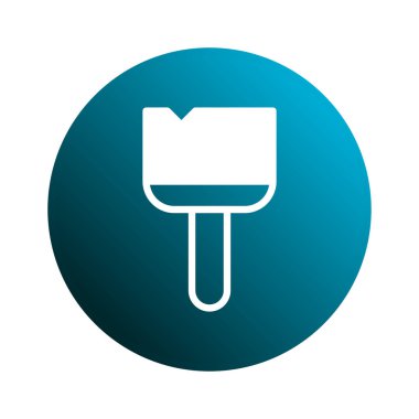 Beyaz bir boya fırçası ikonu içeren minimalist bir tasarım canlı dairesel bir gradyan arkaplan, yaratıcı ve sanatsal projeler için mükemmel..