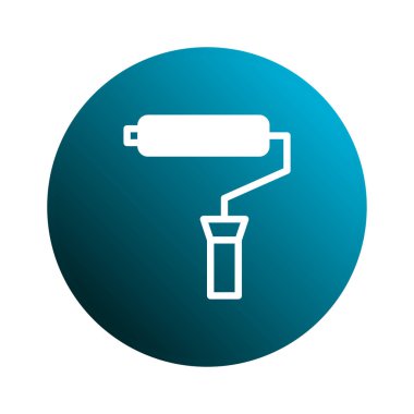 Bir minimalist tasarım gradyan daire içinde bir boya silindiri ikonu sergiliyor. Uygulama arayüzlerinde veya resim veya yenilemeyi temsil eden yaratıcı tasarım projelerinde kullanım için ideal.