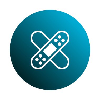 Sağlık hizmetlerini, ilk yardımı ya da acil servisleri sembolize eden çapraz tıbbi sıvaları içeren temiz ve basit bir grafik. Yaralanmalar için koruma, tedavi ve destek sunar.