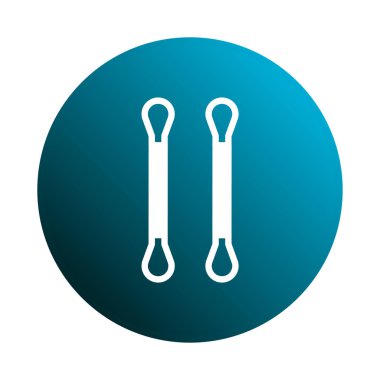 Mavi yuvarlak arka planda sıralanmış iki beyaz pamuklu bez, temizliği ve hijyeni minimalist bir şekilde sembolize eder. Tıbbi ya da güzellik bağlamları için uygun.