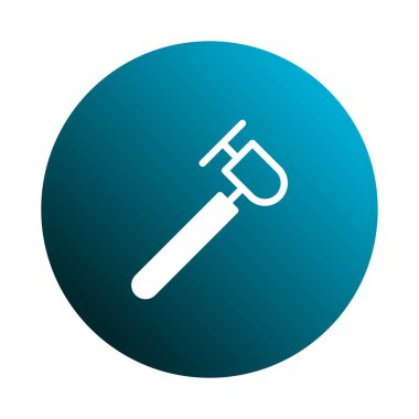 Mavi bir dairede basit beyaz bir diş ipi tutucu ikonu. Oral sağlık ve temizliği temsil ediyor. Bir dişçi için mükemmel bir ikon