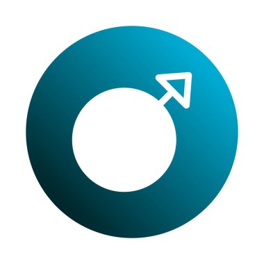 Mavi eğimli bir daire beyaz bir erkek cinsiyet sembolü sergiliyor. Basit tasarım kimlik, eşitlik, cinsel yönelim veya kapsayıcılığı temsil edebilir..