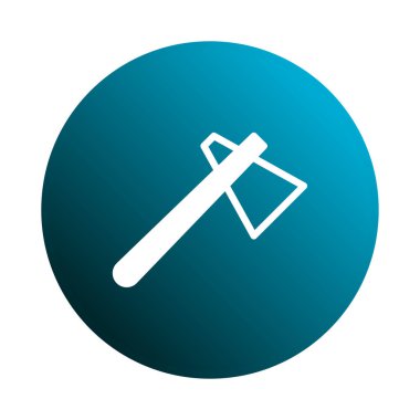 Mavi bir daire içine yerleştirilmiş bir baltanın ikonik tasviri, yenilikçi çözümleri ve ileri teknolojiyi sembolize ediyor, etki yaratmaya hazır..