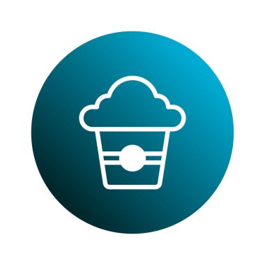 Gradyan mavi daire arka planında minimalist bir kek ikonu. Web sitesi, uygulama ve yazdırma kullanımı için mükemmel.