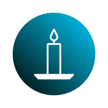 Mavi bir gradyan çemberde, barış ve sıcaklığı sembolize eden bir mum alev ikonu içeren minimalist bir illüstrasyon. Manevi ya da dekoratif amaçlar için ideal.