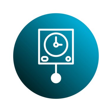 Bu resim mavi bir çemberin içindeki saat simgesinin temiz bir yansımasıdır. Saat, kare çerçevesi ve sarkacıyla zaman yönetimi ve dakikliği simgeler..