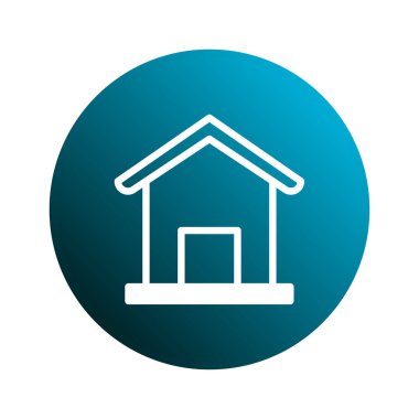 Mavi eğimli arka planda minimalist bir ev simgesi. Gayrimenkul, ev sahipliği ya da inşaat kavramlarını resmetmek için mükemmel. Modern uygulamalar için basit, temiz tasarım.