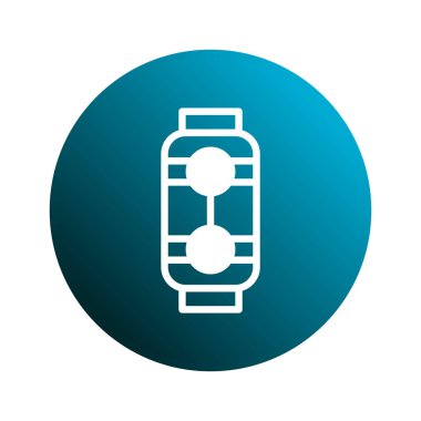 Basit ama zarif bir mavi ikon klasik bir gaz fenerinin beyaz ve minimalist taslağını sergiliyor. Bu tasarım enerji, ışık veya retro temayı temsil etmek için mükemmeldir..